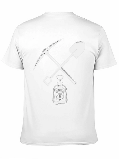 Miners Pickaxe & Shovel Lantern Black T-Shirt