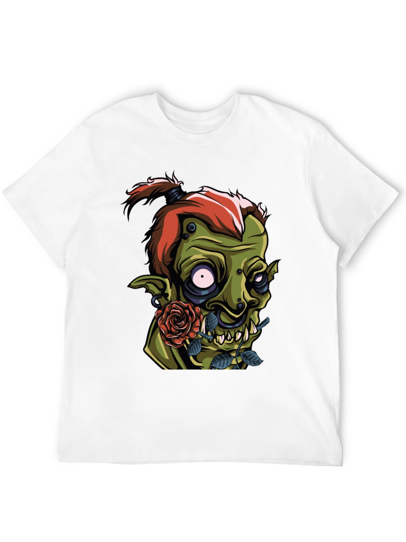 Mens Black T-Shirt - Goblin and Rose Design