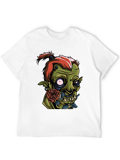 Mens Black T-Shirt - Goblin and Rose Design