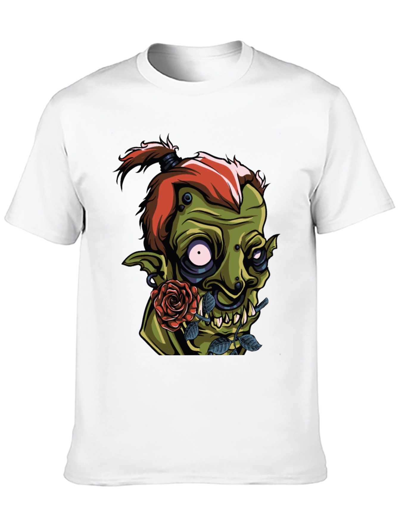 Mens Black T-Shirt - Goblin and Rose Design