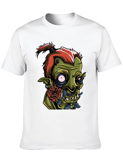 Mens Black T-Shirt - Goblin and Rose Design