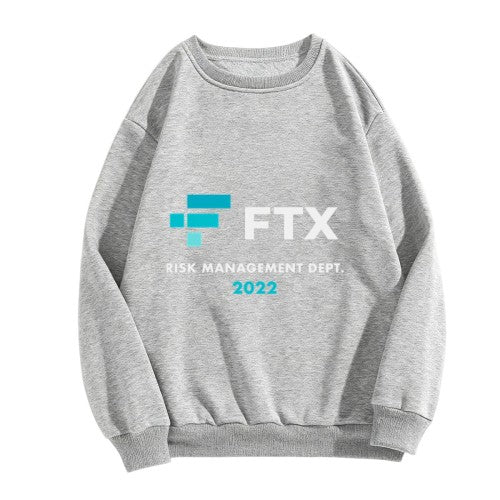 Crewneck Sweatshirt with FTX "We Are Managing Risk" 2025 Graphic - Casual Oversized Long-Sleeve Pullover, Statement Top for Men