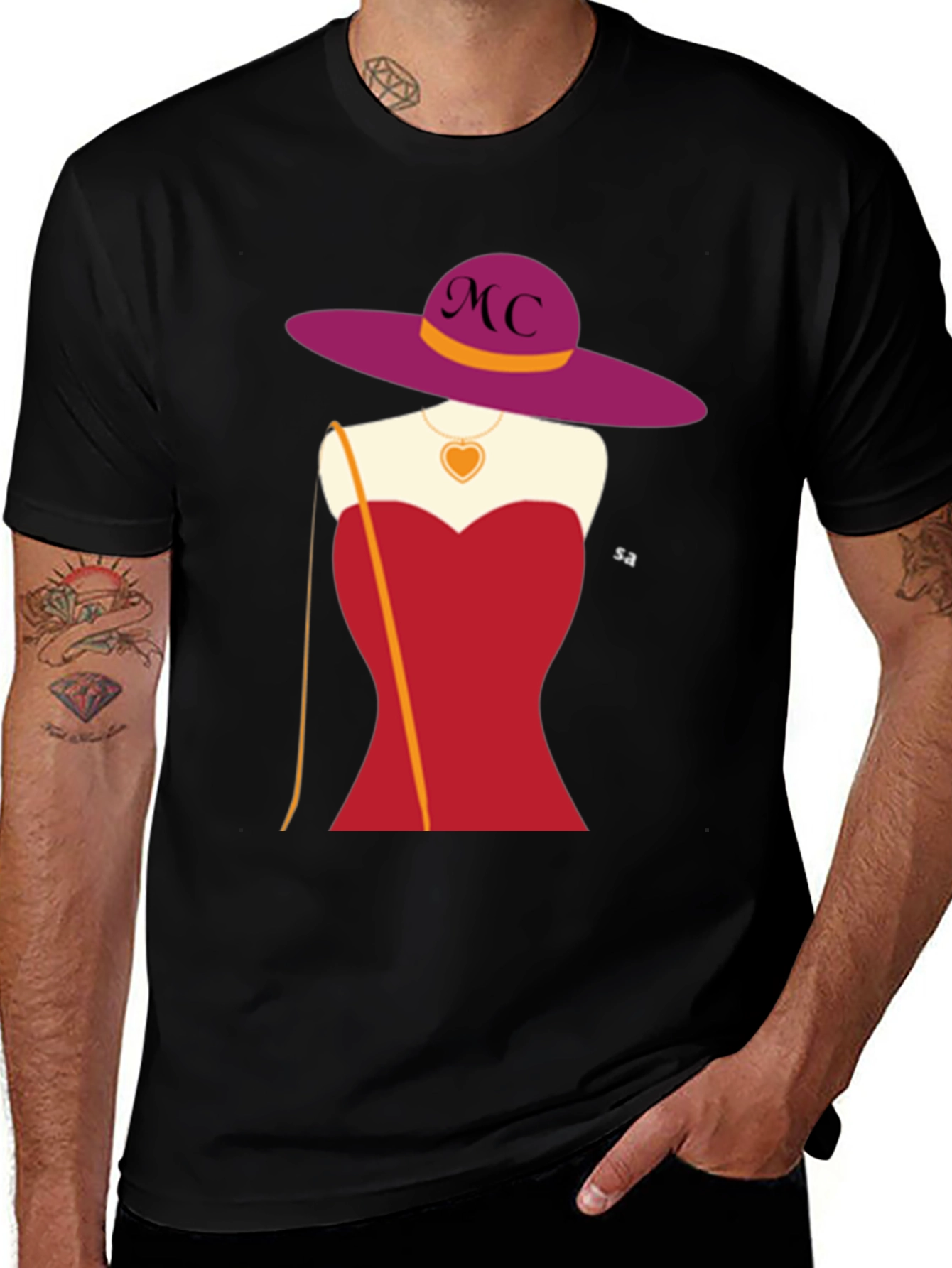 Novelty T-Shirt with Woman in Red Dress
