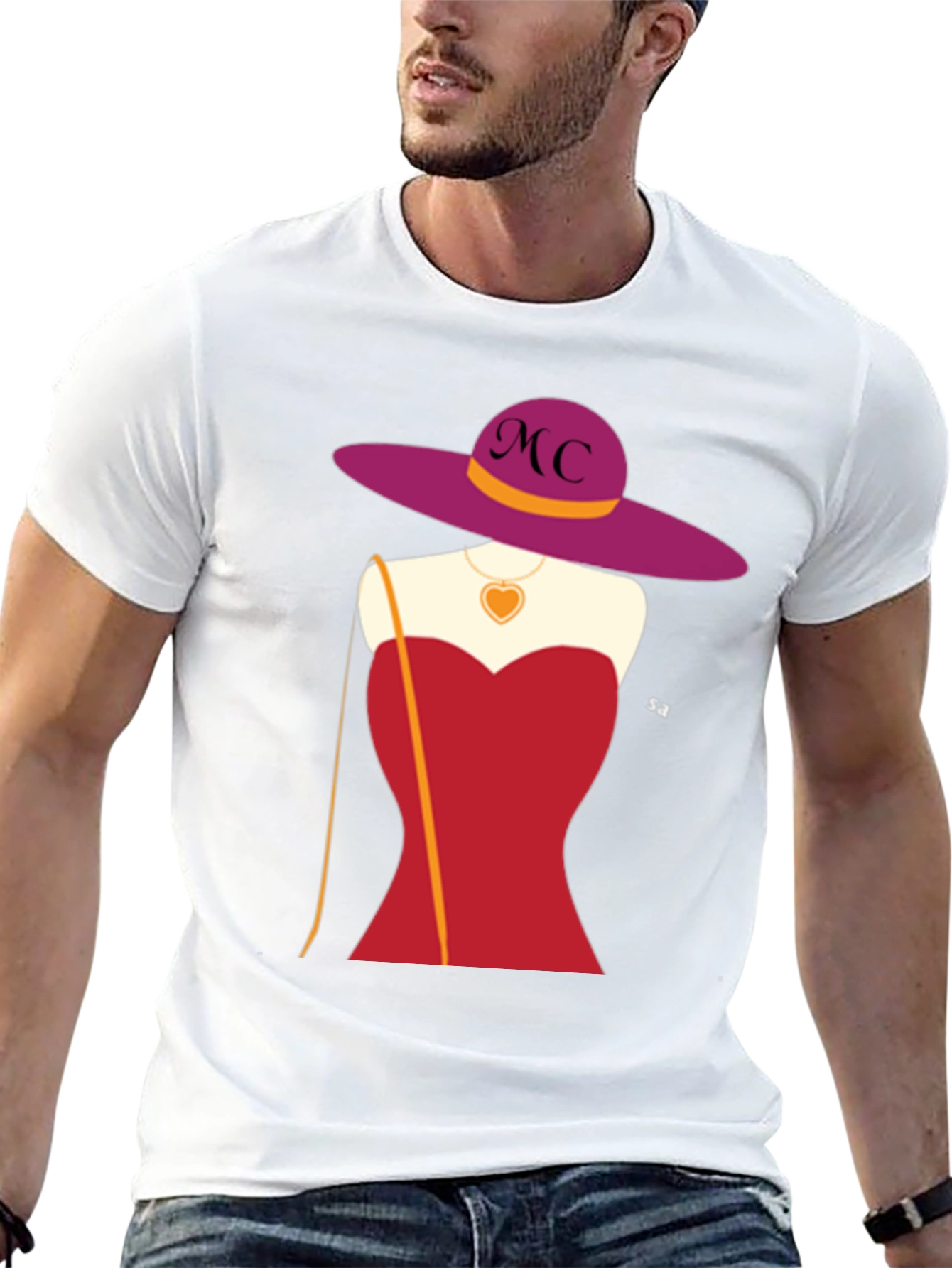 Novelty T-Shirt with Woman in Red Dress