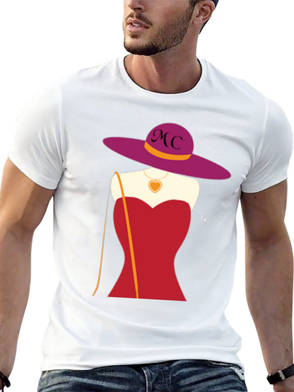 Novelty T-Shirt with Woman in Red Dress