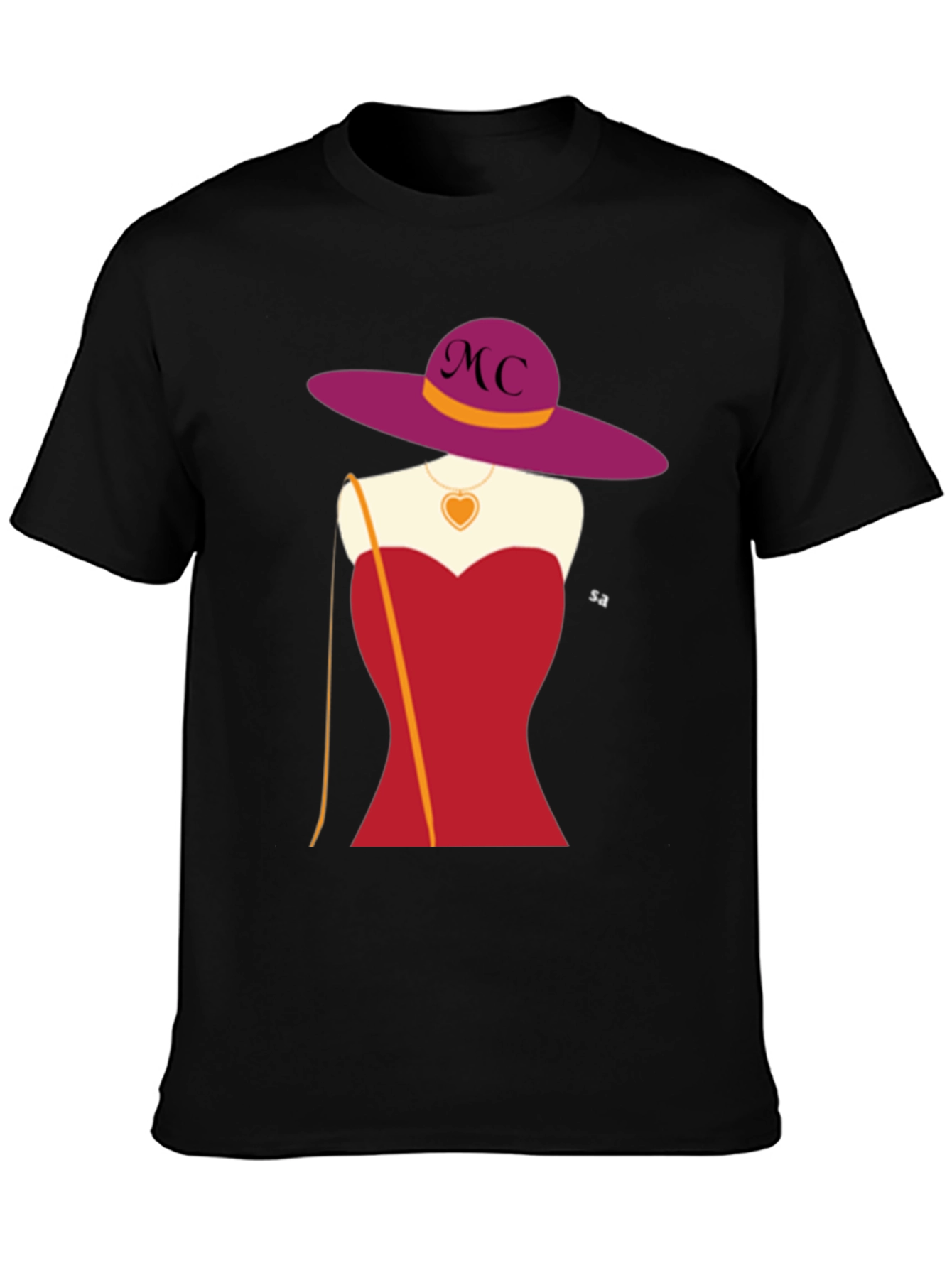 Novelty T-Shirt with Woman in Red Dress