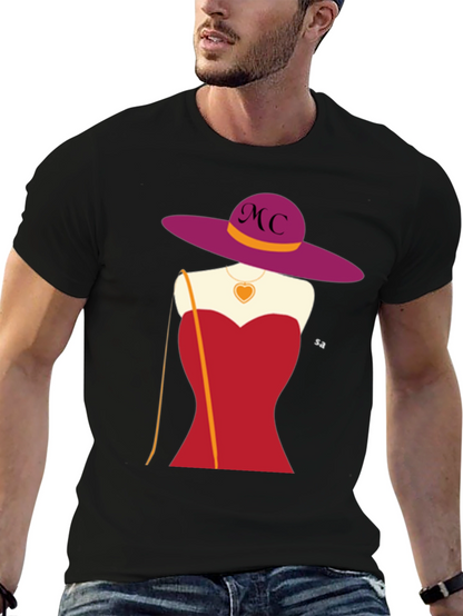 Novelty T-Shirt with Woman in Red Dress