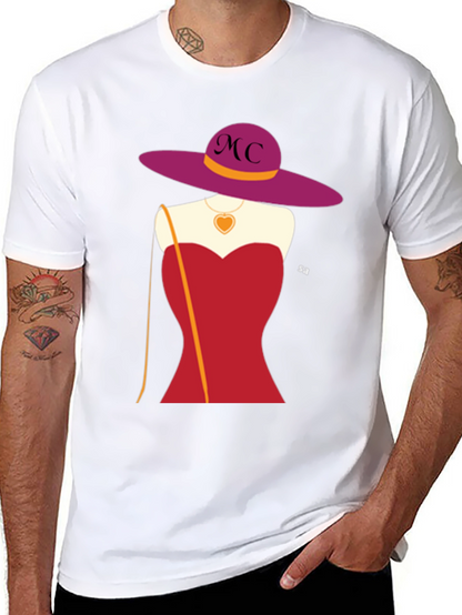 Novelty T-Shirt with Woman in Red Dress