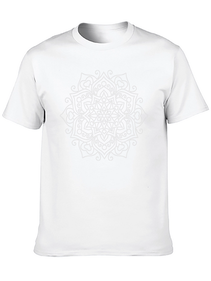 Black Tee with White Mandala Design