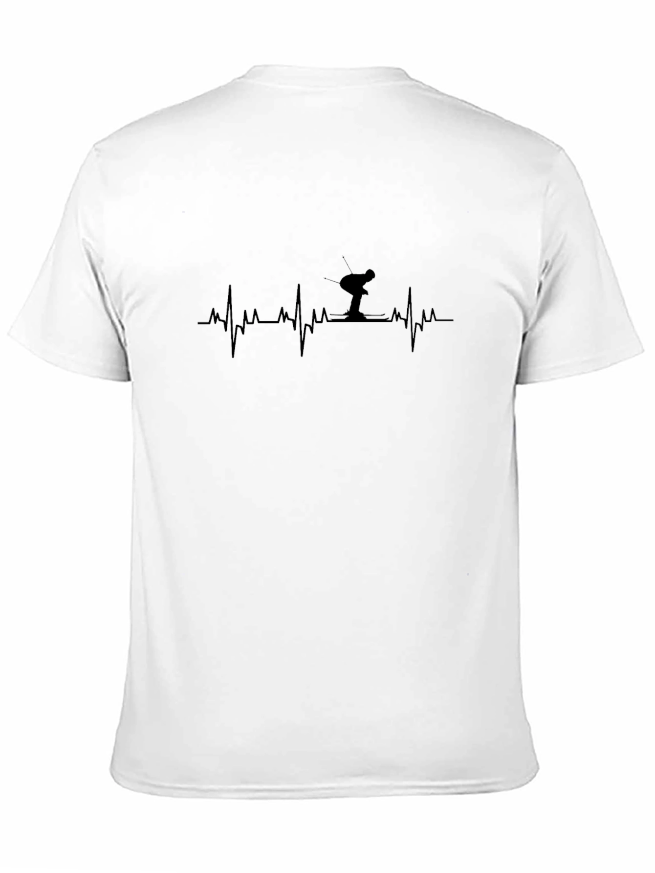 Skiing Heartbeat T-Shirt - Black Cotton Tee