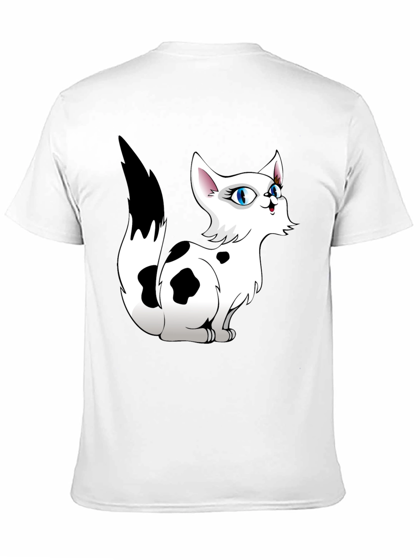 Cartoon Cat Graphic Tee - Black T-Shirt