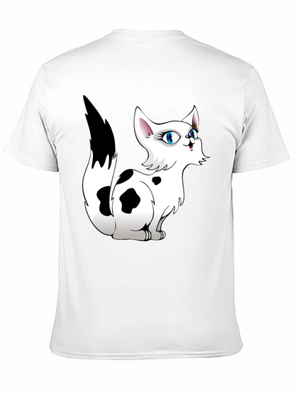 Cartoon Cat Graphic Tee - Black T-Shirt