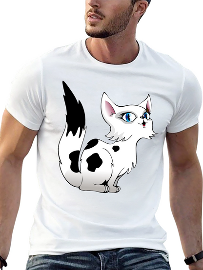 Cartoon Cat Graphic Tee - Black T-Shirt