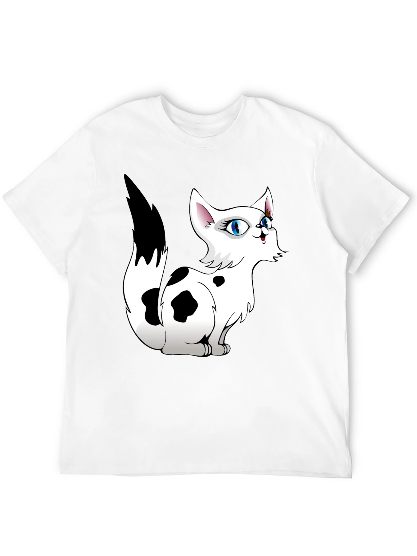 Cartoon Cat Graphic Tee - Black T-Shirt