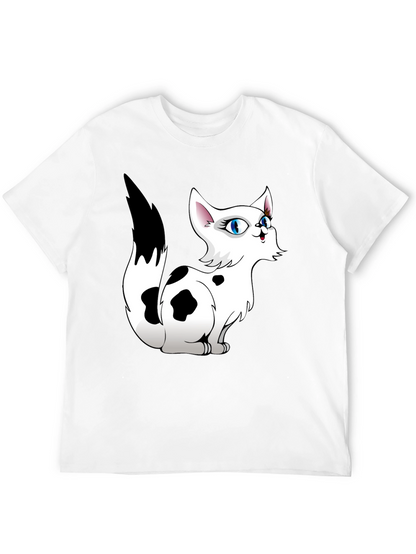 Cartoon Cat Graphic Tee - Black T-Shirt