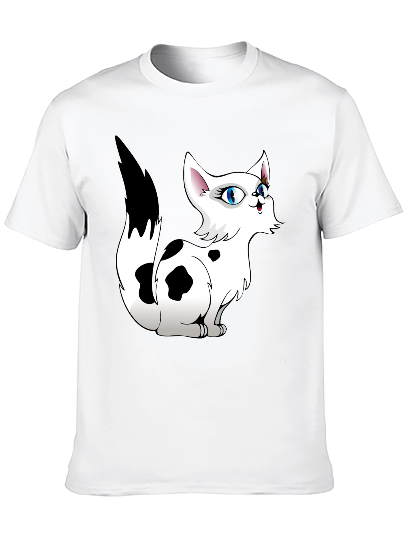 Cartoon Cat Graphic Tee - Black T-Shirt