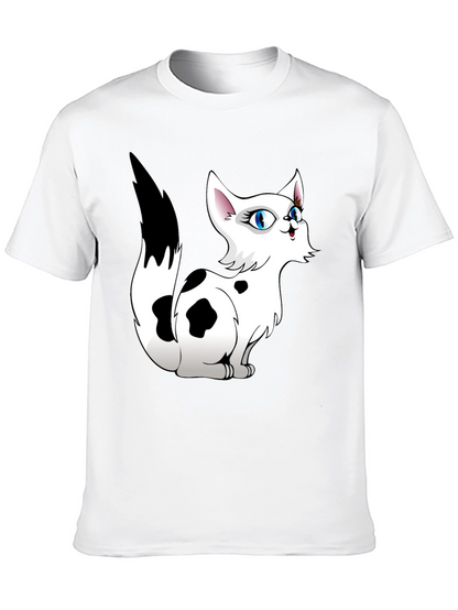 Cartoon Cat Graphic Tee - Black T-Shirt