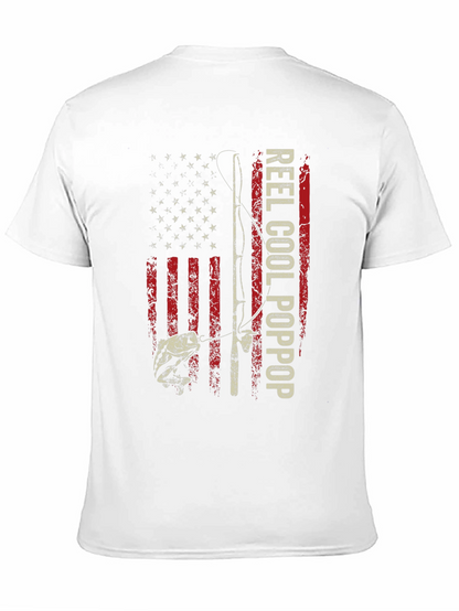 Reel Cool Poppop Fishing USA Flag Graphic Tee
