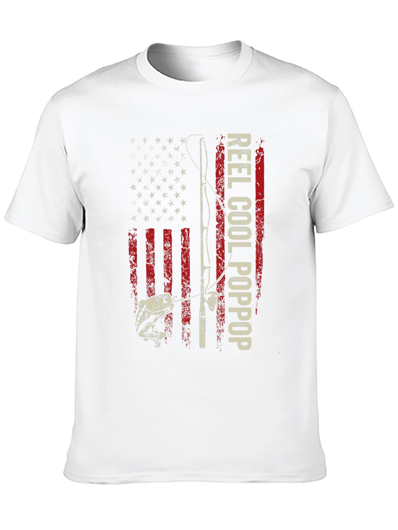 Reel Cool Poppop Fishing USA Flag Graphic Tee
