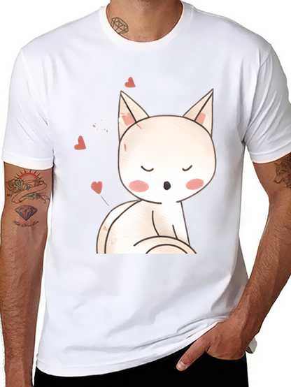 Cute Cat T-Shirt - Black Cotton Blend