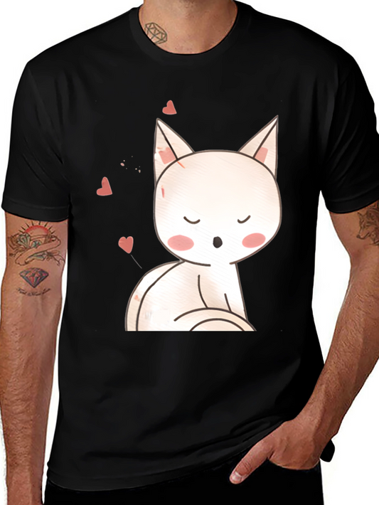 Cute Cat T-Shirt - Black Cotton Blend