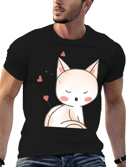 Cute Cat T-Shirt - Black Cotton Blend