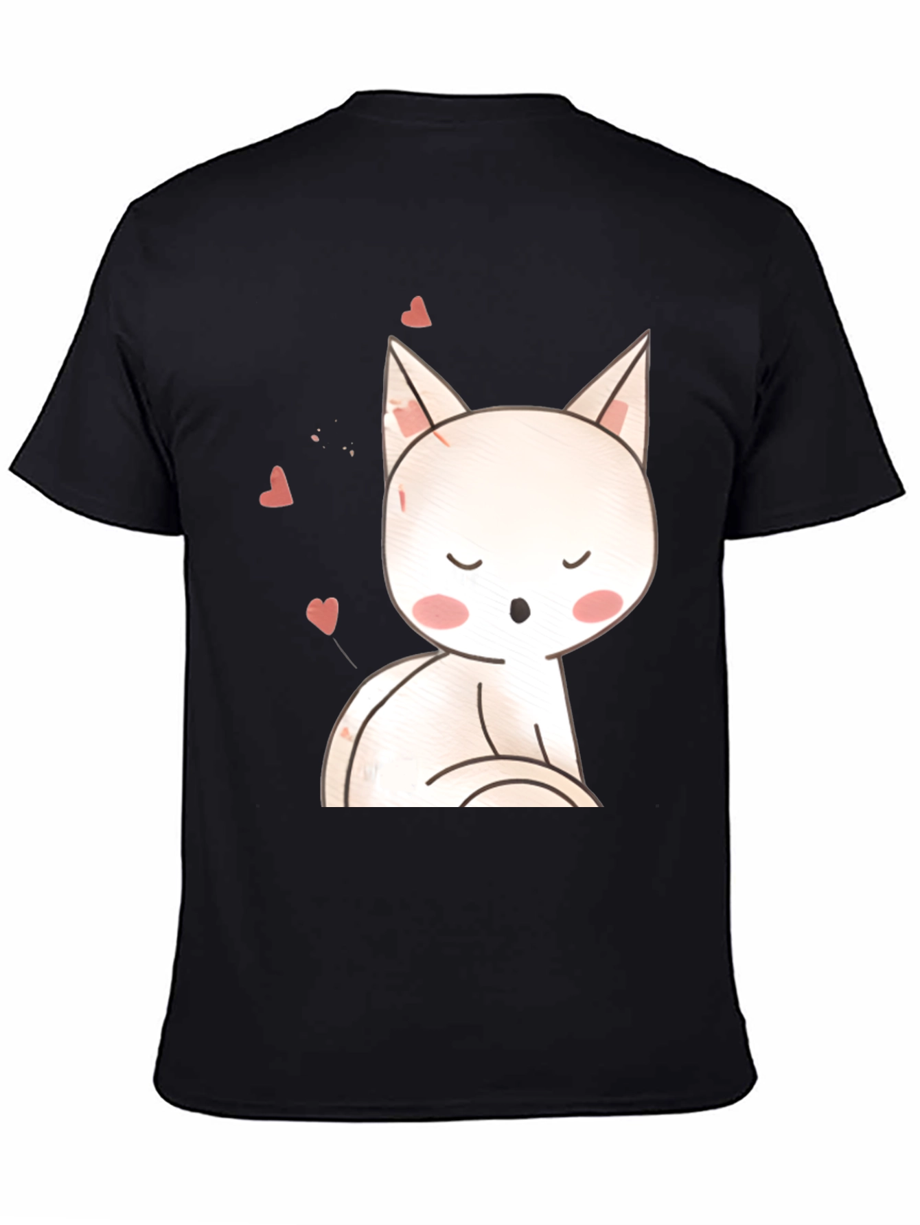 Cute Cat T-Shirt - Black Cotton Blend