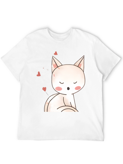 Cute Cat T-Shirt - Black Cotton Blend
