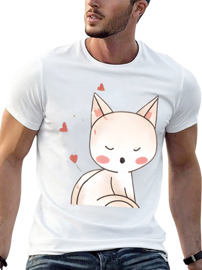 Cute Cat T-Shirt - Black Cotton Blend