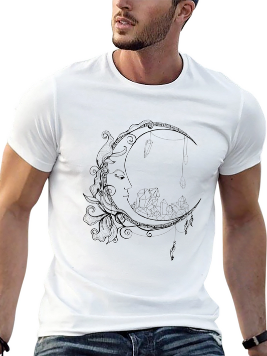 Mystic Moon Graphic Tee - Black Cotton Blend