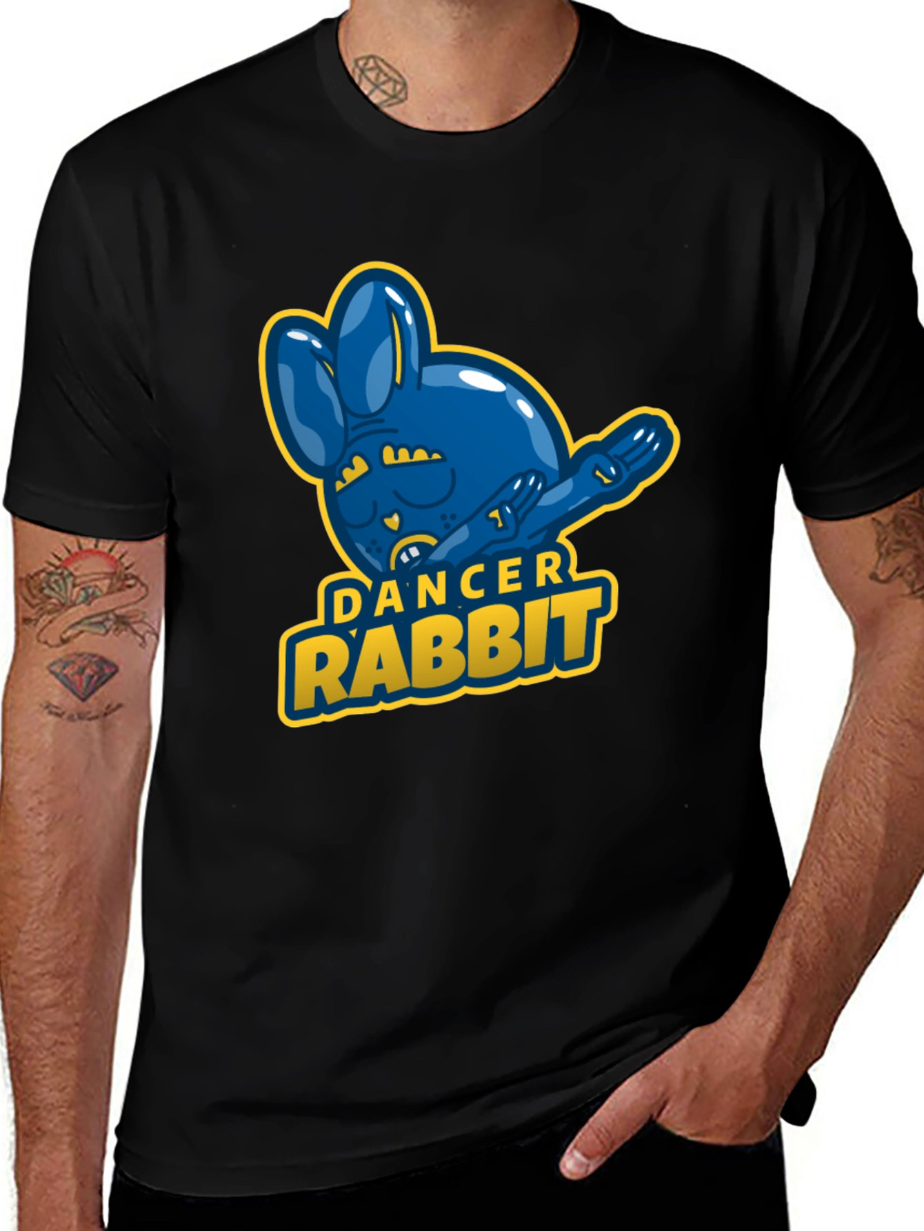Dancer Rabbit Mens Black T-Shirt