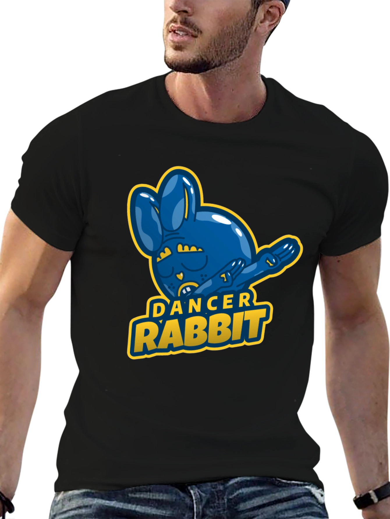 Dancer Rabbit Mens Black T-Shirt