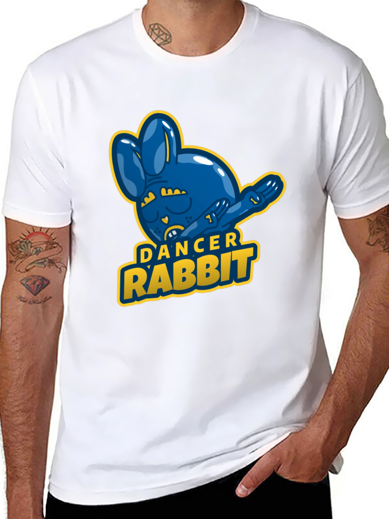 Dancer Rabbit Mens Black T-Shirt
