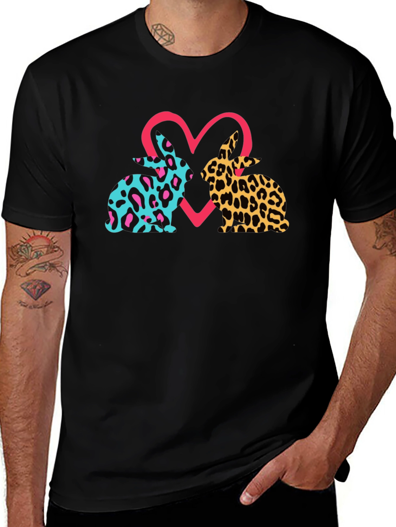 Leopard Bunny Heart Graphic Tee
