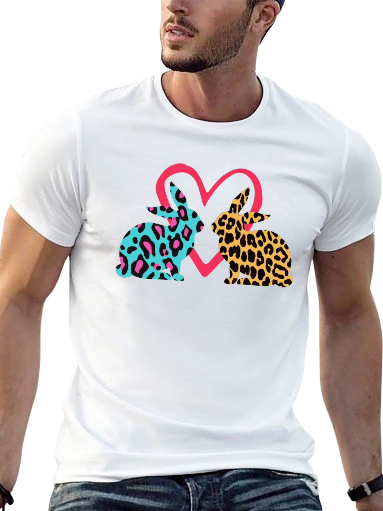 Leopard Bunny Heart Graphic Tee