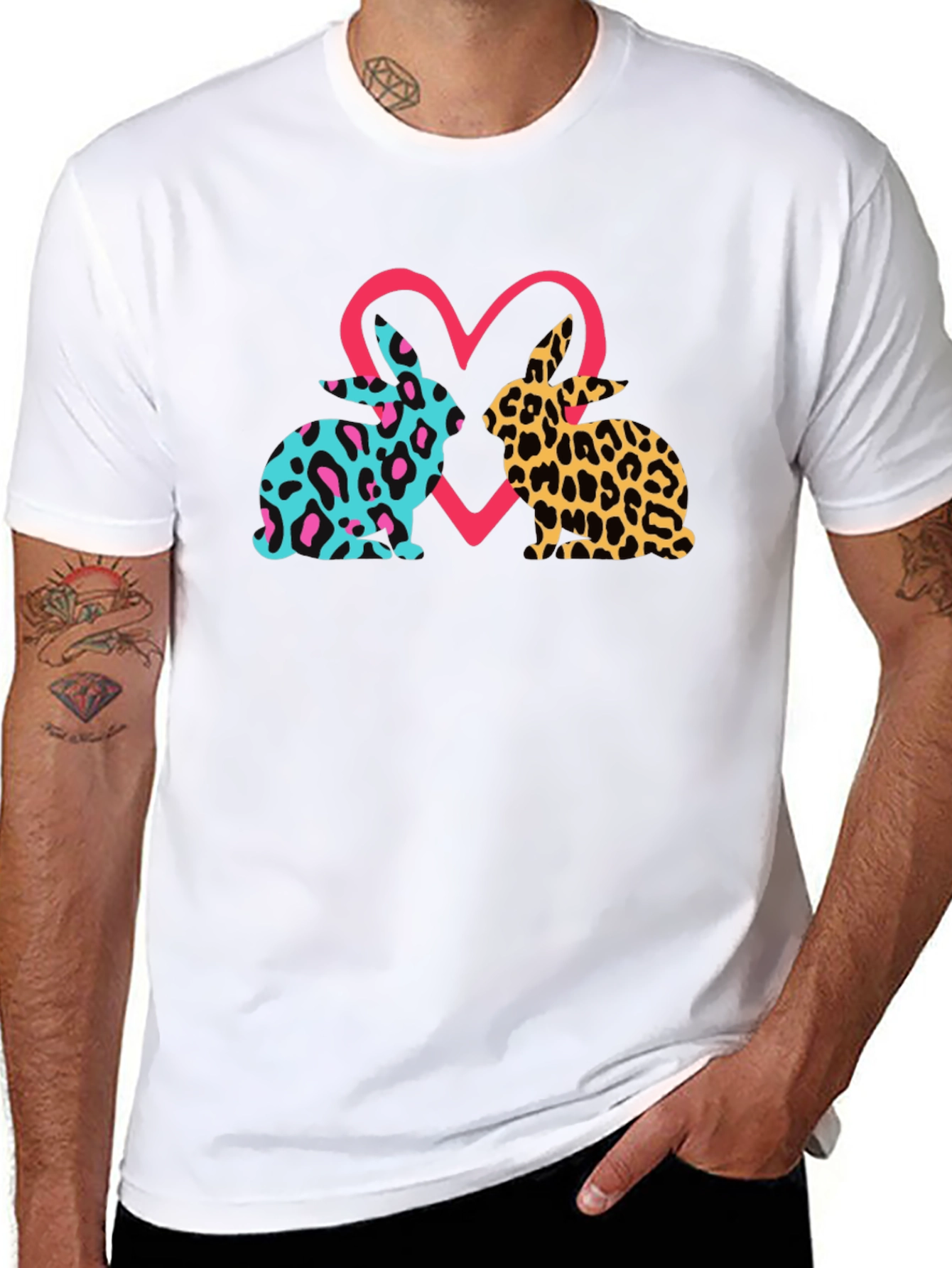 Leopard Bunny Heart Graphic Tee