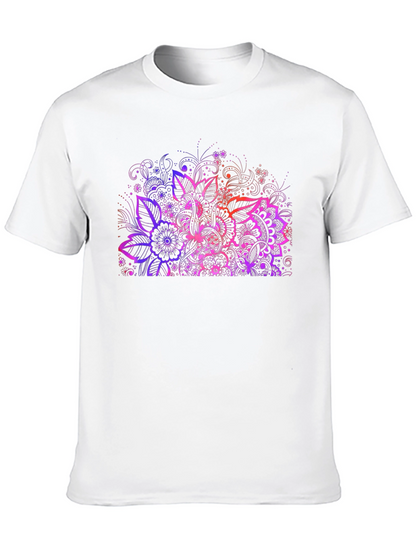 Floral Mandala Graphic Print Black T-Shirt