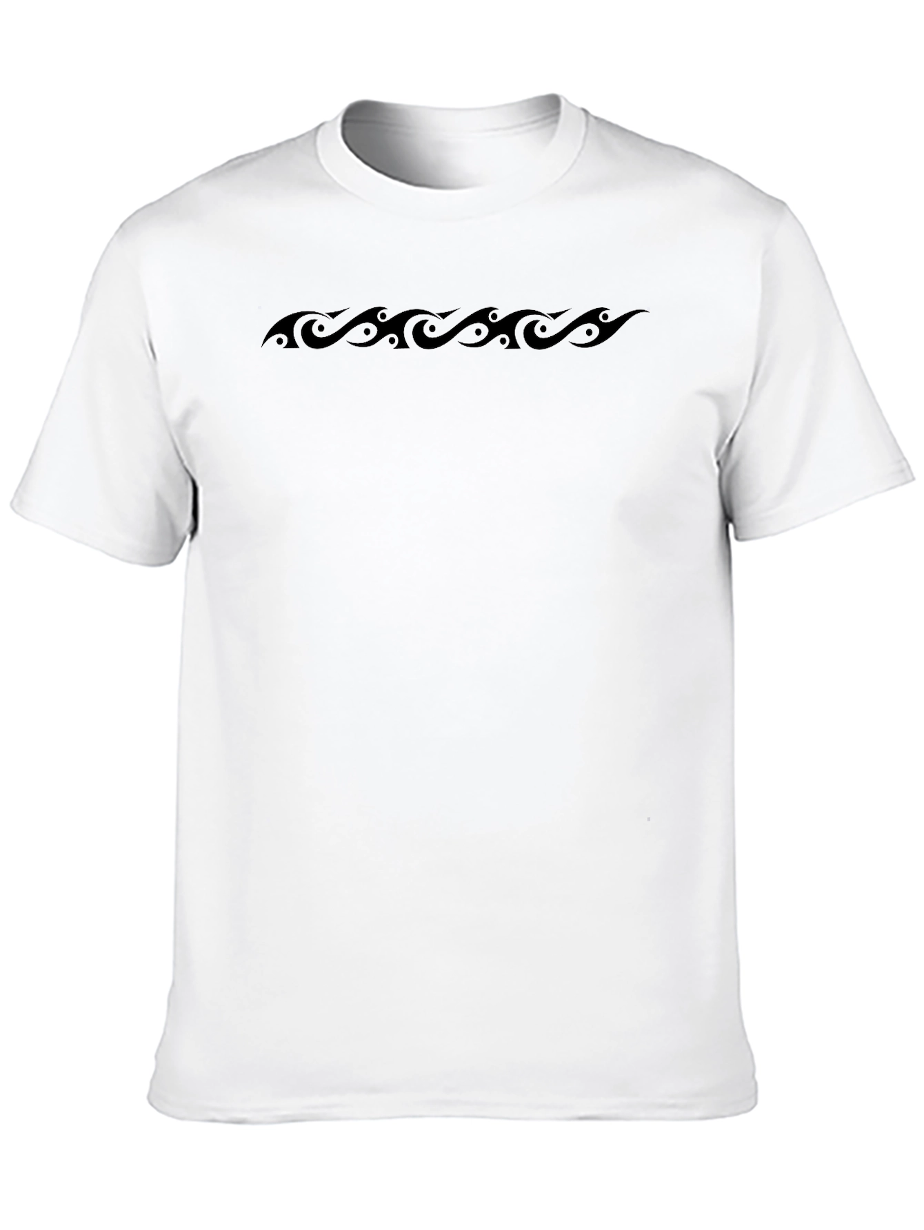 Mens Black Graphic Tee - Tribal Wave Design