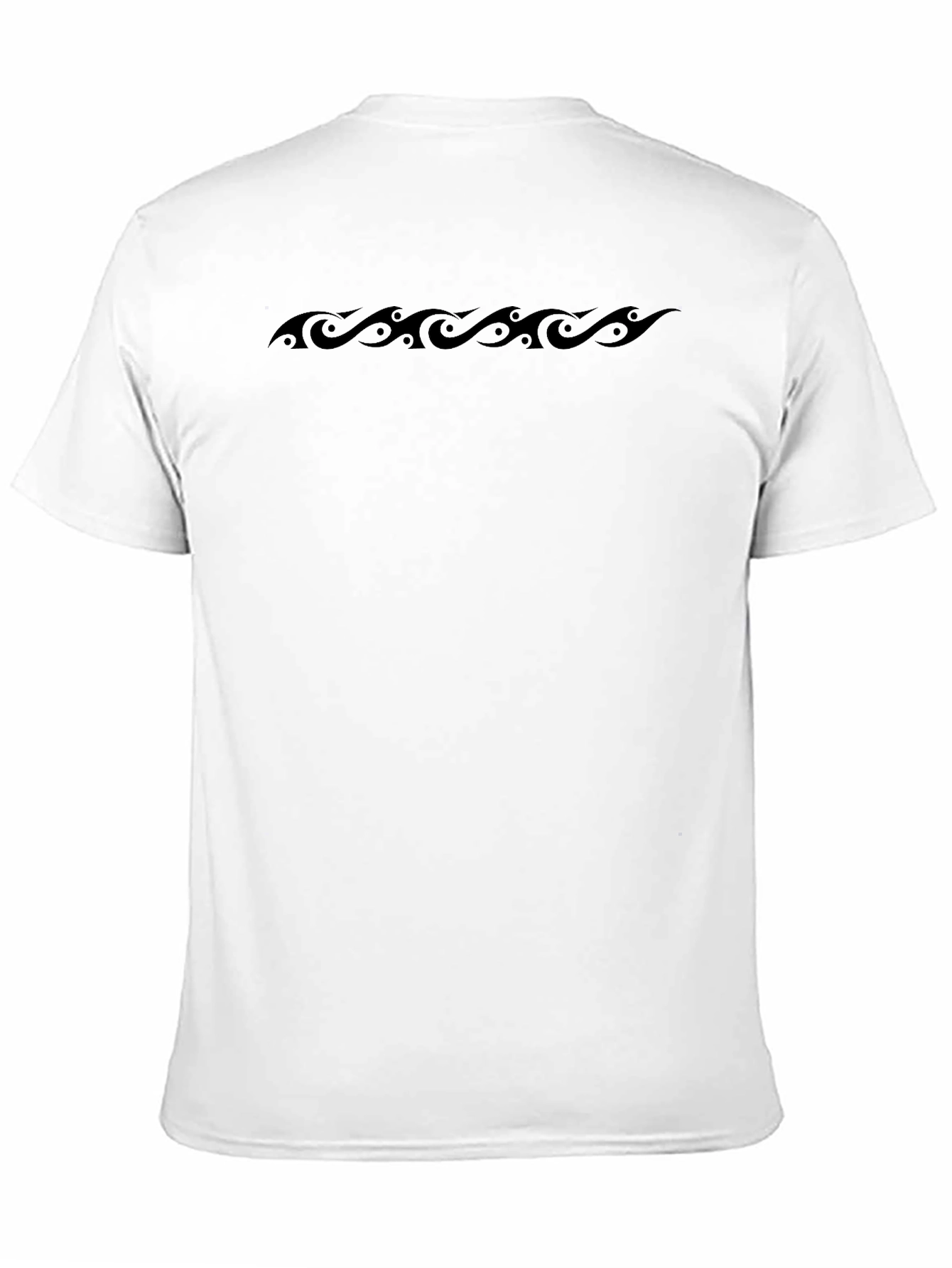 Mens Black Graphic Tee - Tribal Wave Design