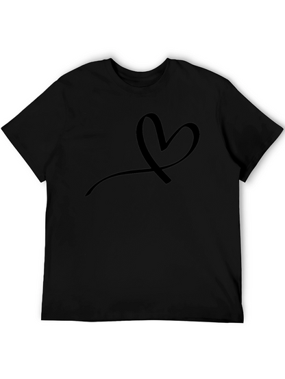 Minimalist Heart Graphic Black T-Shirt