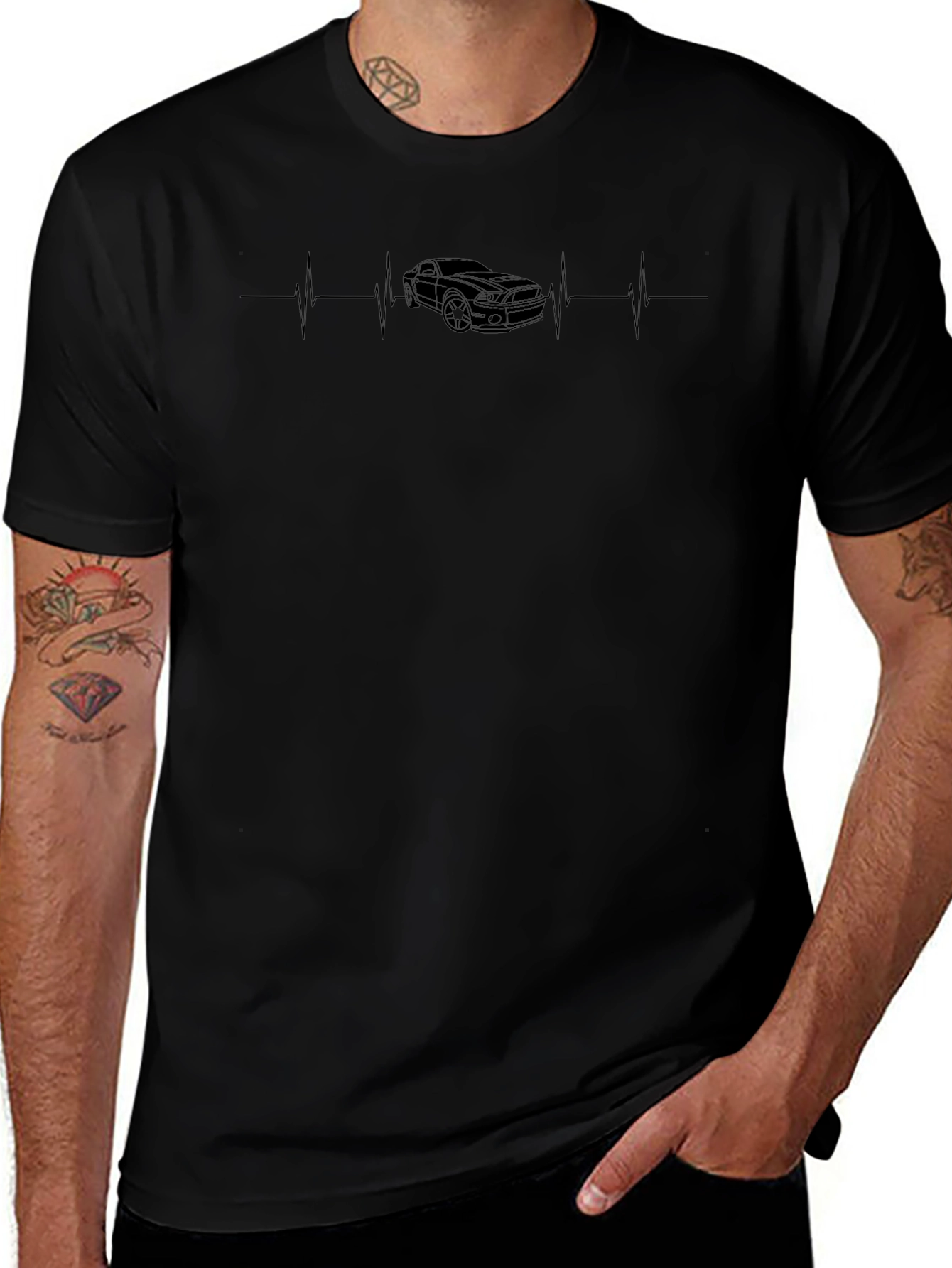 Car Heartbeat T-Shirt - Black