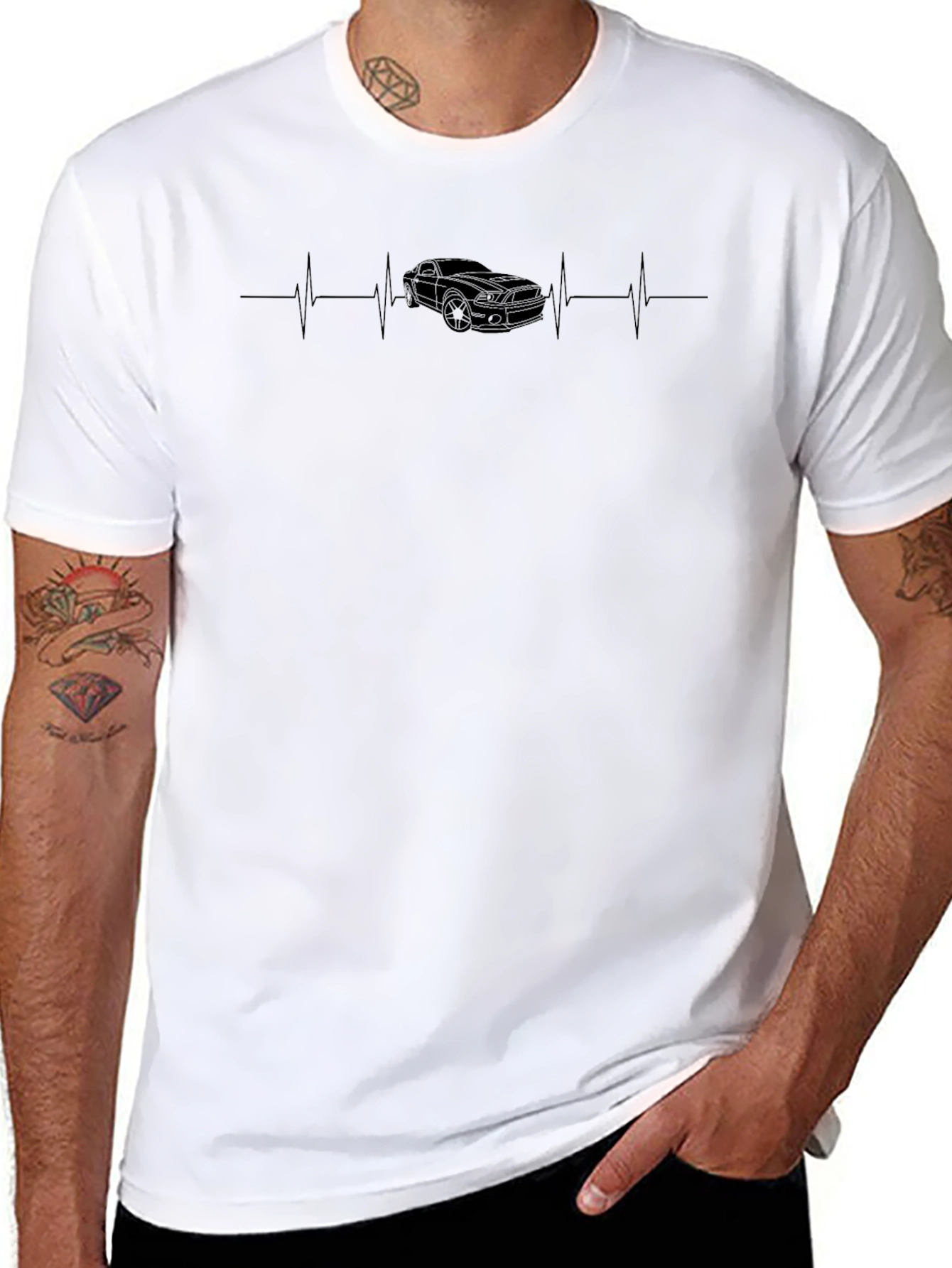 Car Heartbeat T-Shirt - Black
