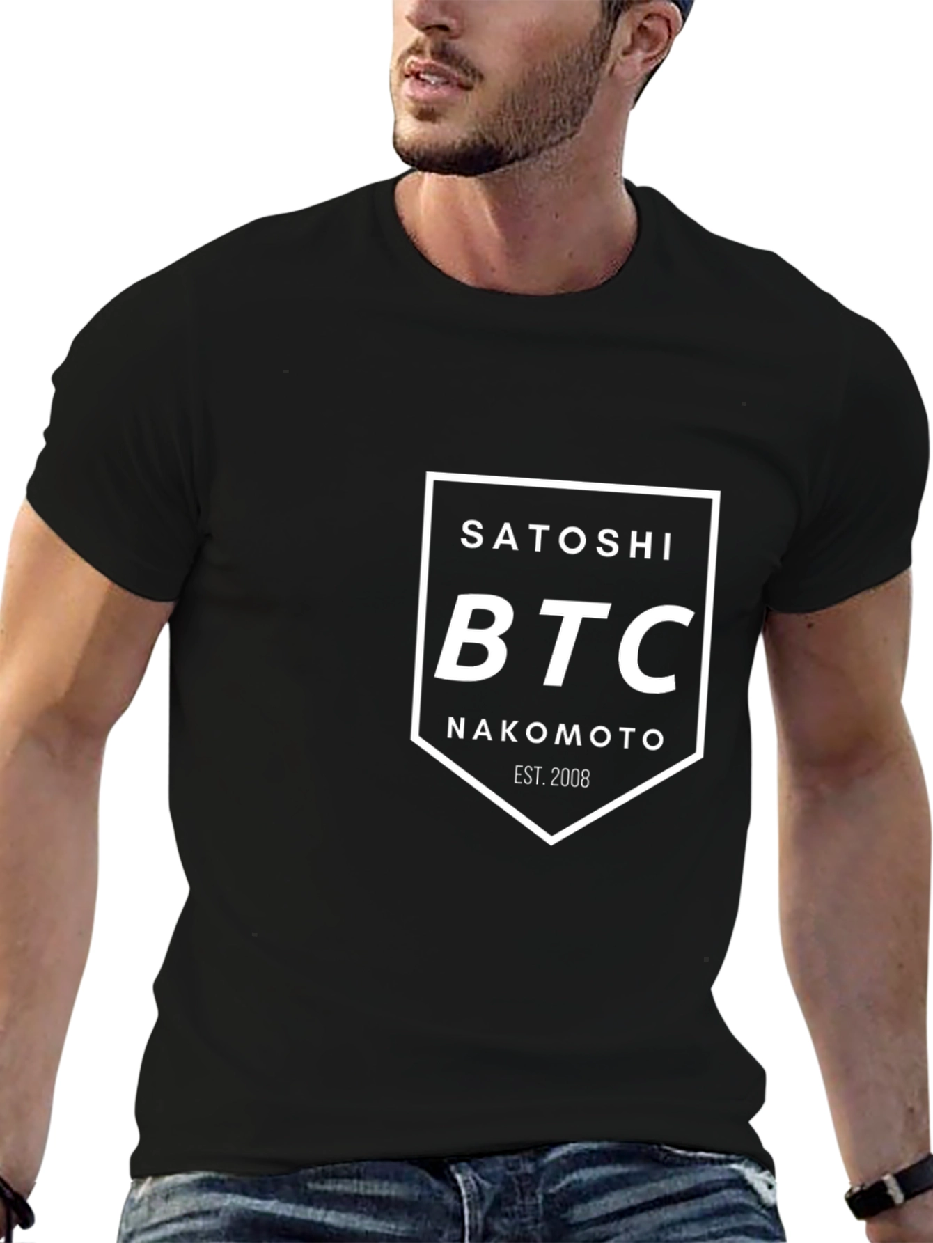 Satoshi Nakamoto BTC Black T-Shirt - Crypto Fan Apparel
