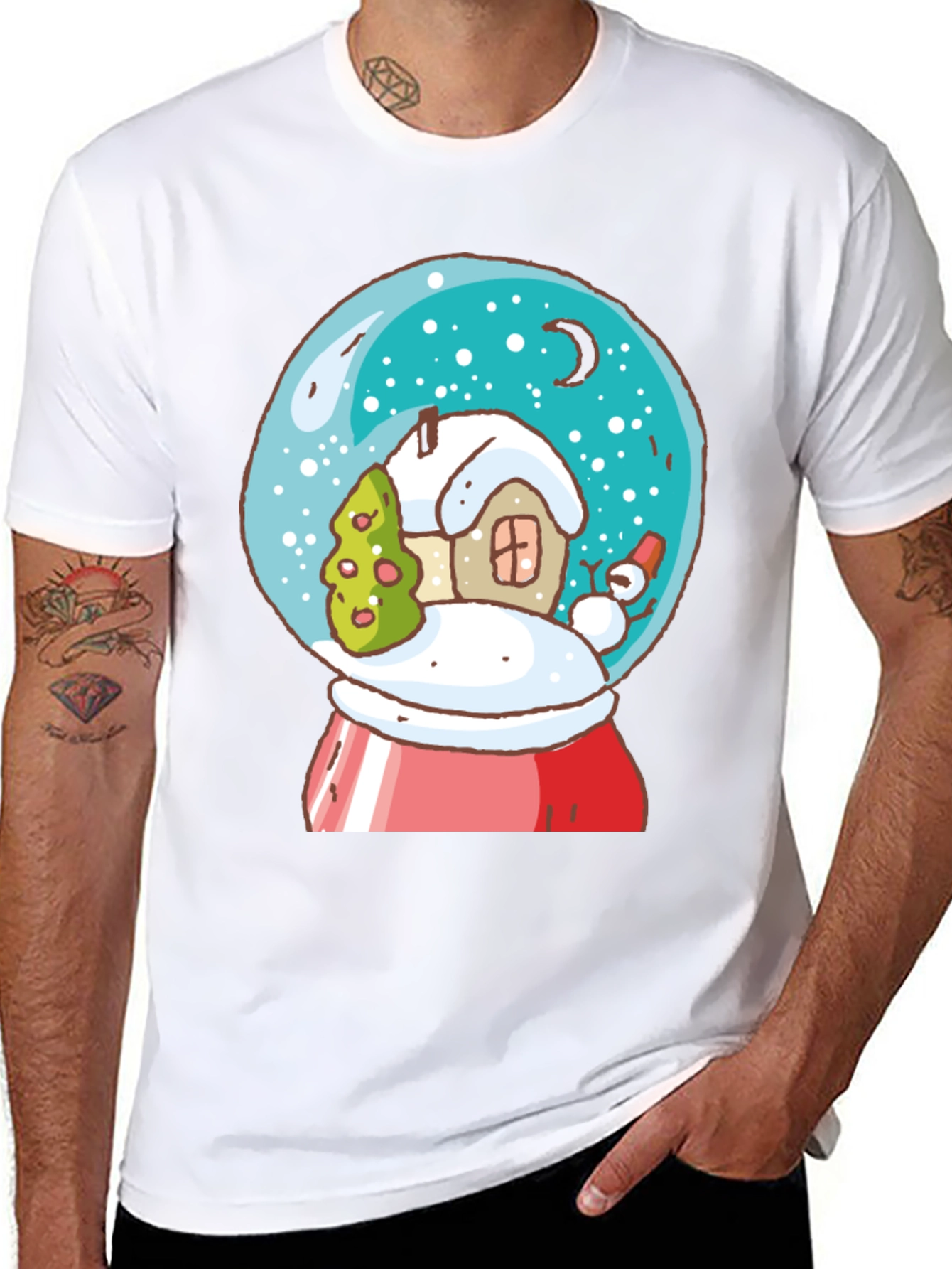 Festive Snow Globe Graphic Tee - Holiday Cheer
