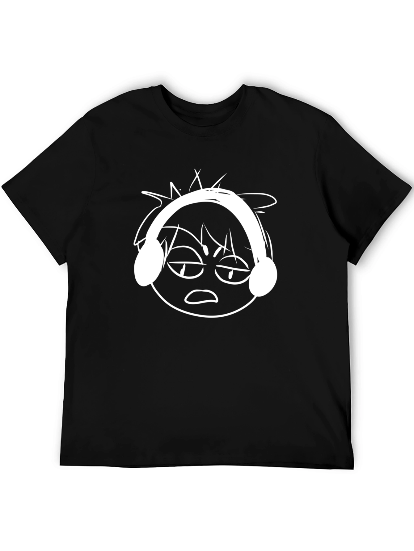 Cool Cartoon Face Graphic Black T-Shirt