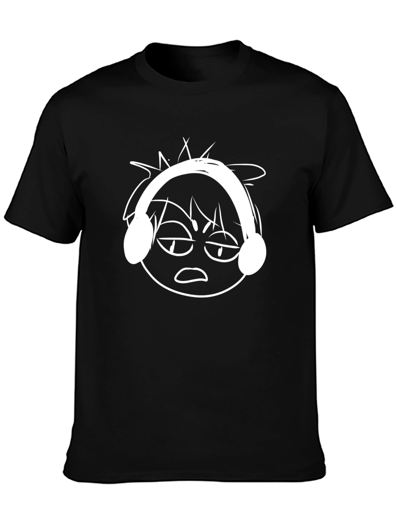 Cool Cartoon Face Graphic Black T-Shirt