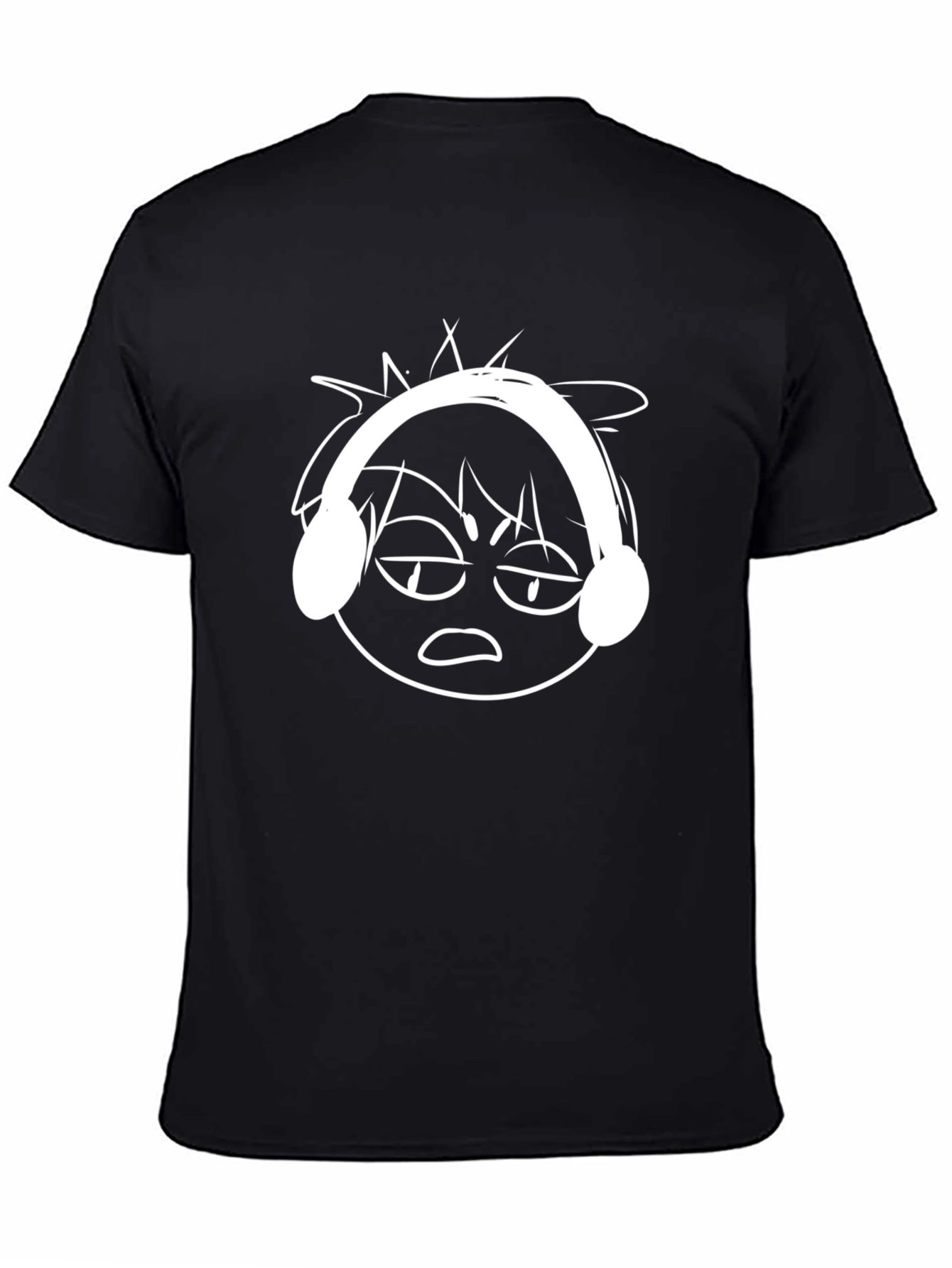 Cool Cartoon Face Graphic Black T-Shirt