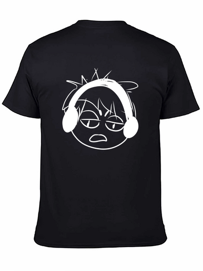Cool Cartoon Face Graphic Black T-Shirt