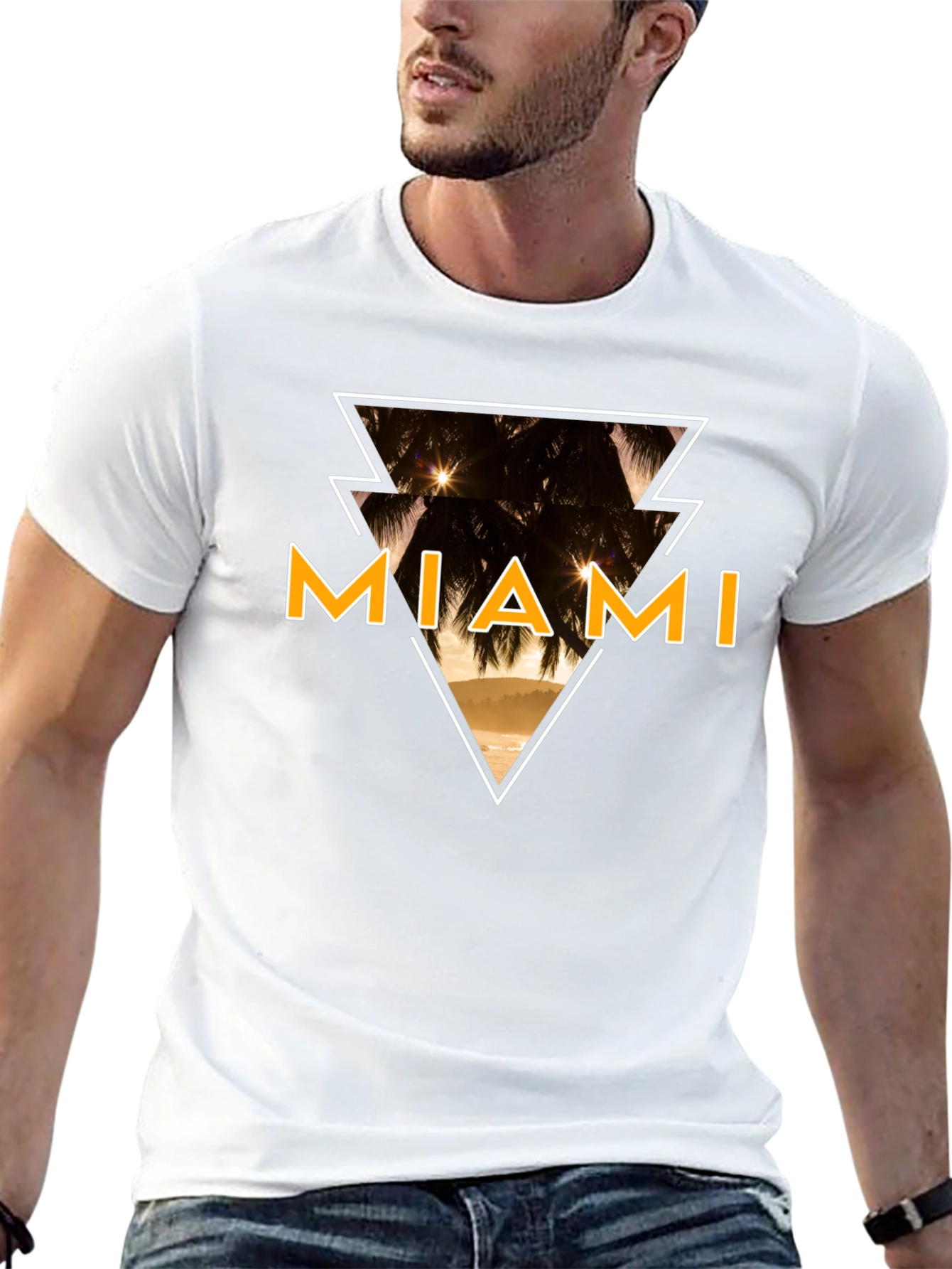 Miami Graphic Tee - Black Cotton T-Shirt
