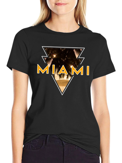 Miami Graphic Tee - Black Cotton T-Shirt